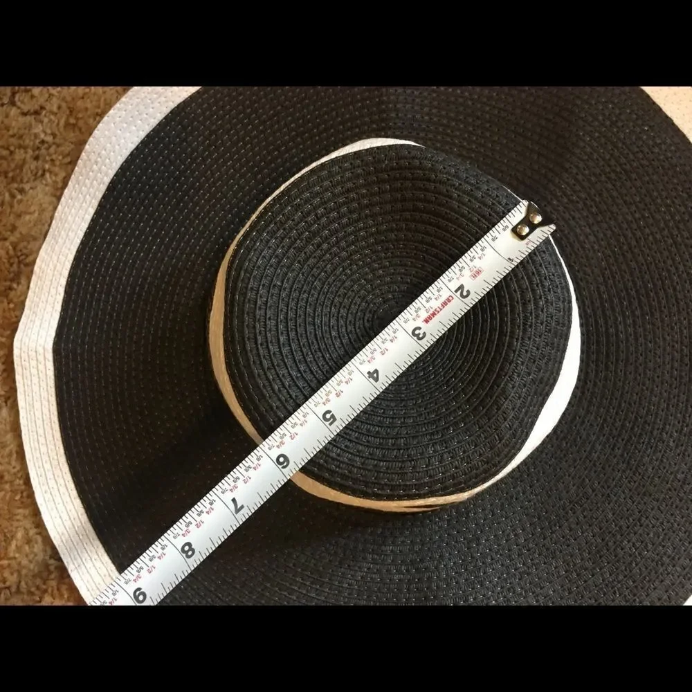 Vintage Black & White Wide Brim Hat - Picture 8 of 9